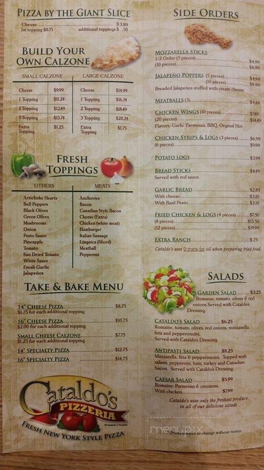 Cataldo's Pizzeria - Bakersfield, CA menu_pic