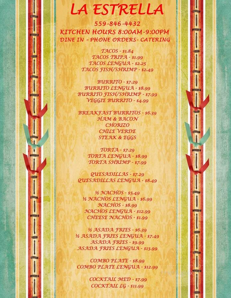 La Estrella - Kerman, CA menu_pic