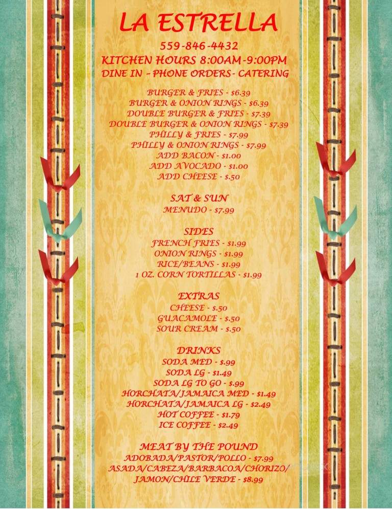 La Estrella - Kerman, CA menu_pic