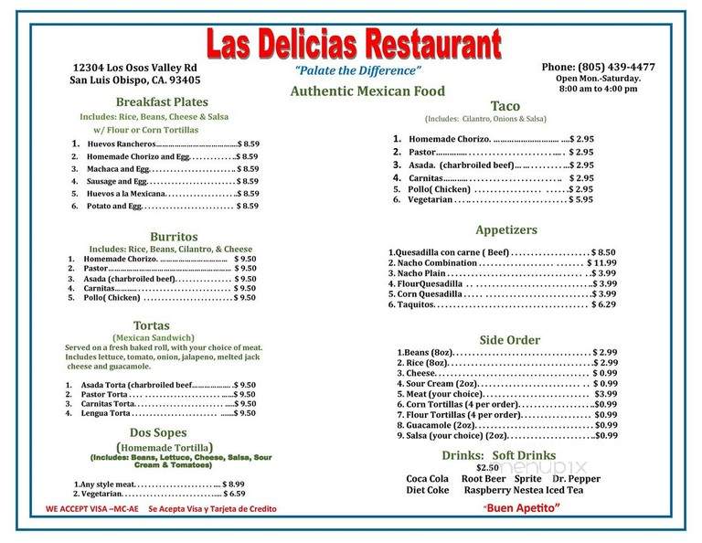 Las Delicias - San Luis Obispo, CA menu_pic
