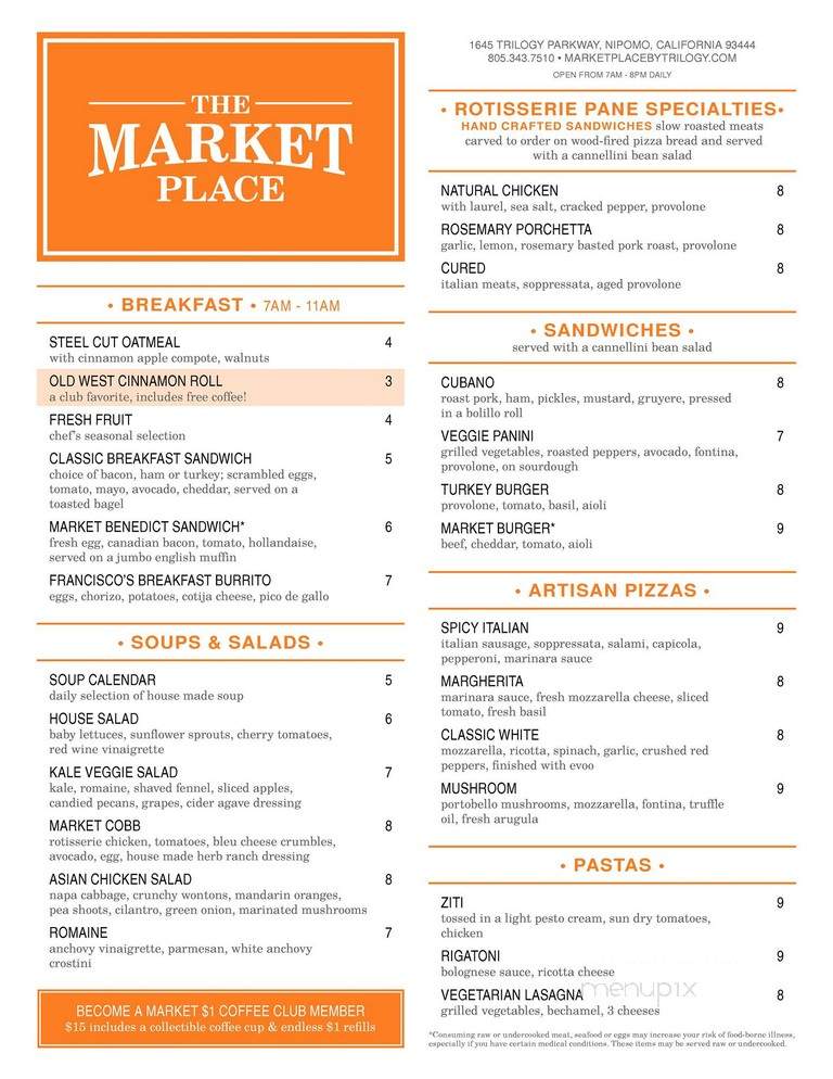 The Market Place at Trilogy Monarch Dunes - Nipomo, CA menu_pic