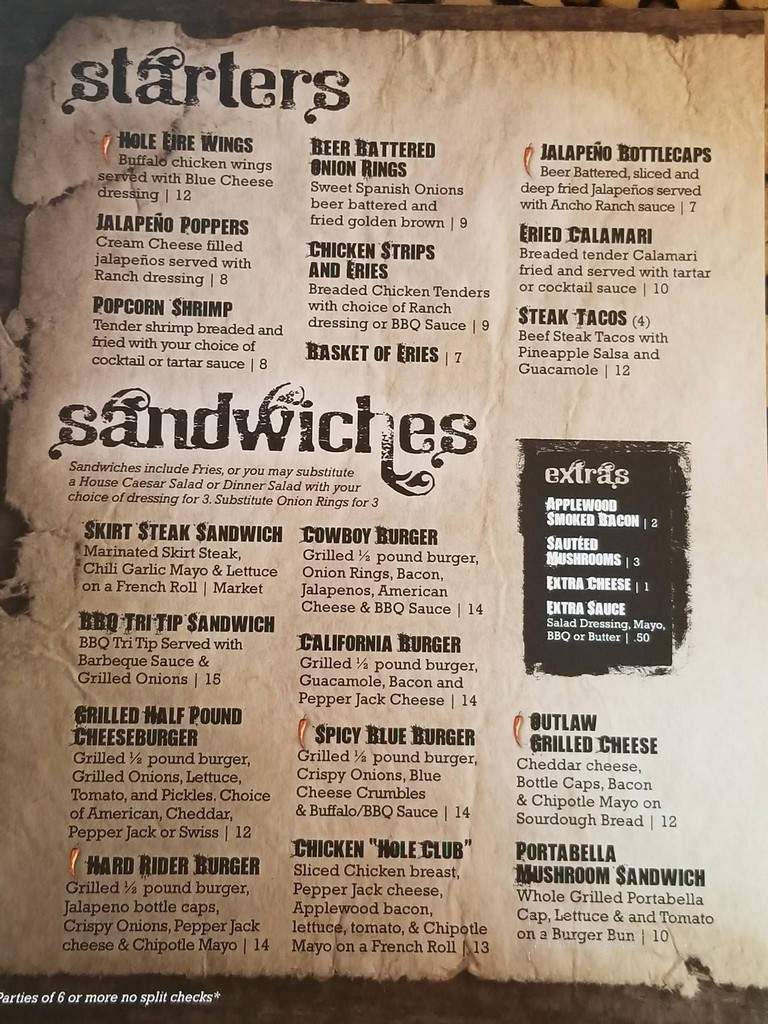 The 19th Hole - Tres Pinos, CA menu_pic