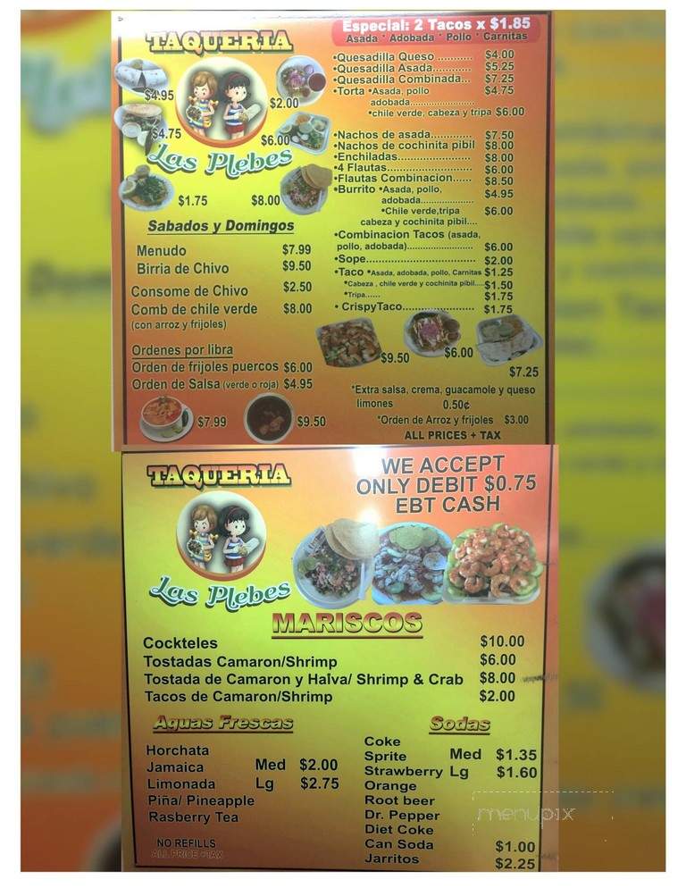 Taqueria Las Plebes - Fresno, CA menu_pic