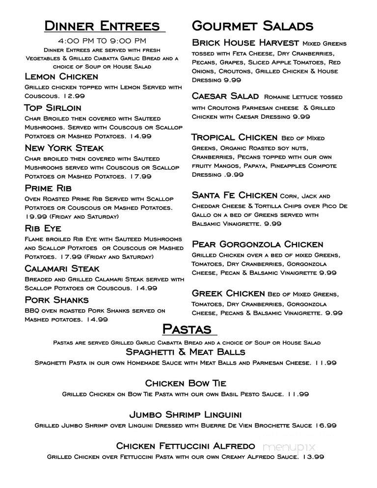 Salinas Brick House Cafe - Salinas, CA menu_pic