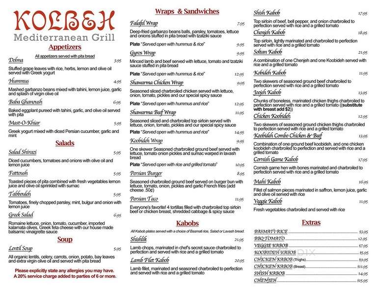 Kolbeh - Mountain View, CA menu_pic