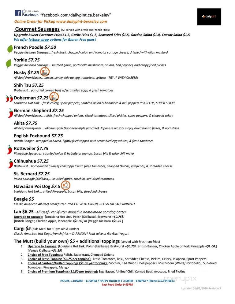 Daily Pint - Berkeley, CA menu_pic