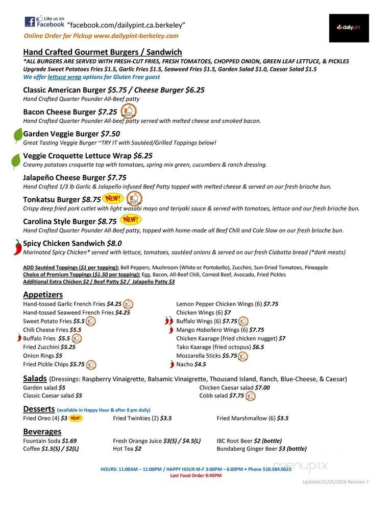 Daily Pint - Berkeley, CA menu_pic