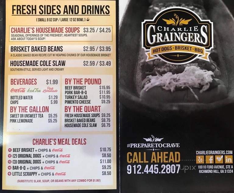 Charlie O Hot Dogs - San Pablo, CA menu_pic