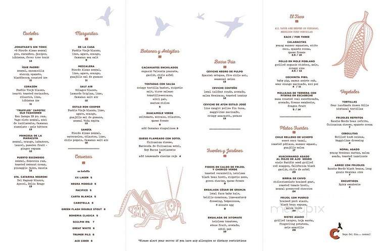 Calavera - Oakland, CA menu_pic