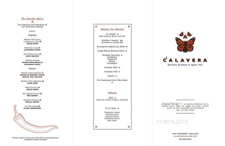 Calavera - Oakland, CA menu_pic