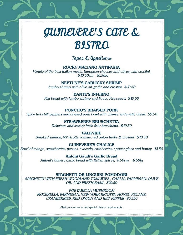 Guinevere's Caf'e & Bistro - Woodland, CA menu_pic