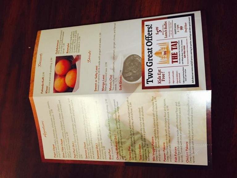 The Taj - Yuba City, CA menu_pic