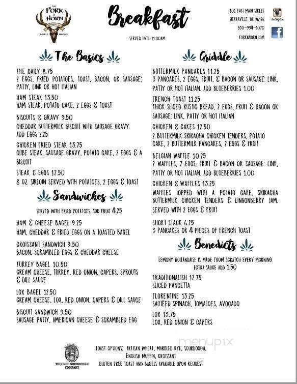 The Fork & Horn - Sierraville, CA menu_pic