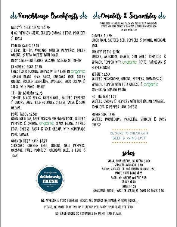 The Fork & Horn - Sierraville, CA menu_pic