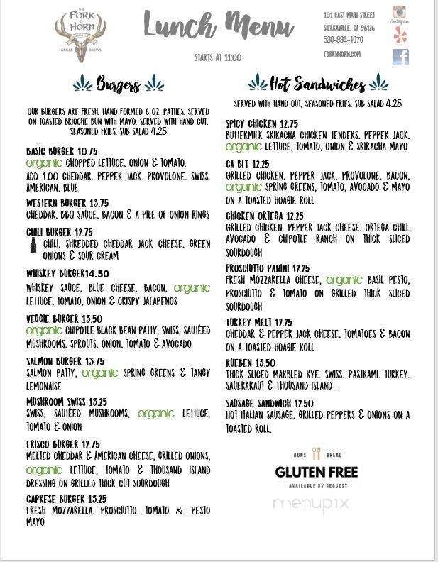 The Fork & Horn - Sierraville, CA menu_pic