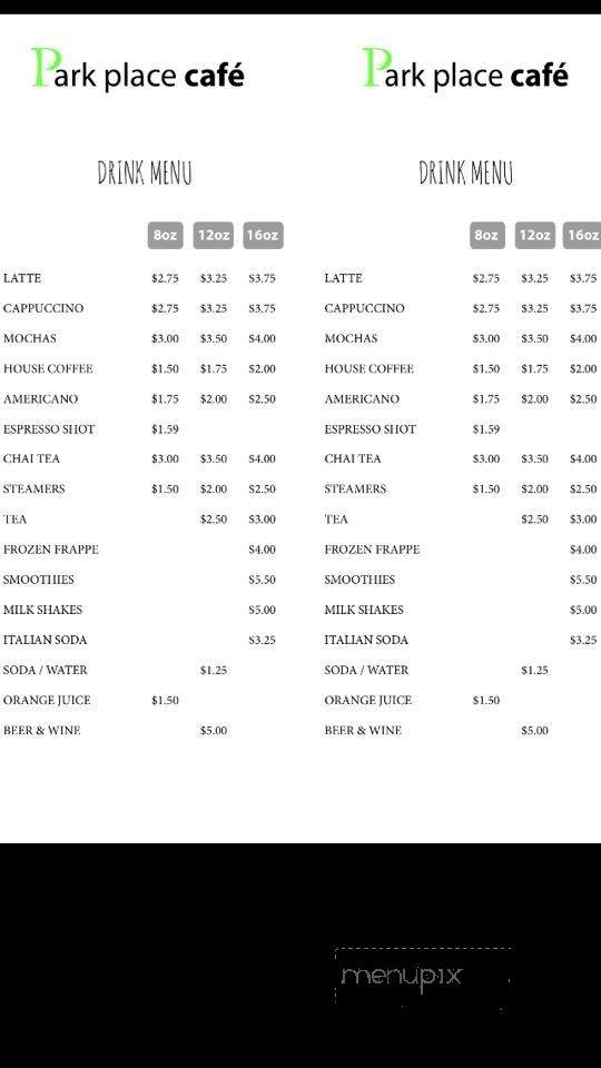 Park Place Coffee - Portland, OR menu_pic
