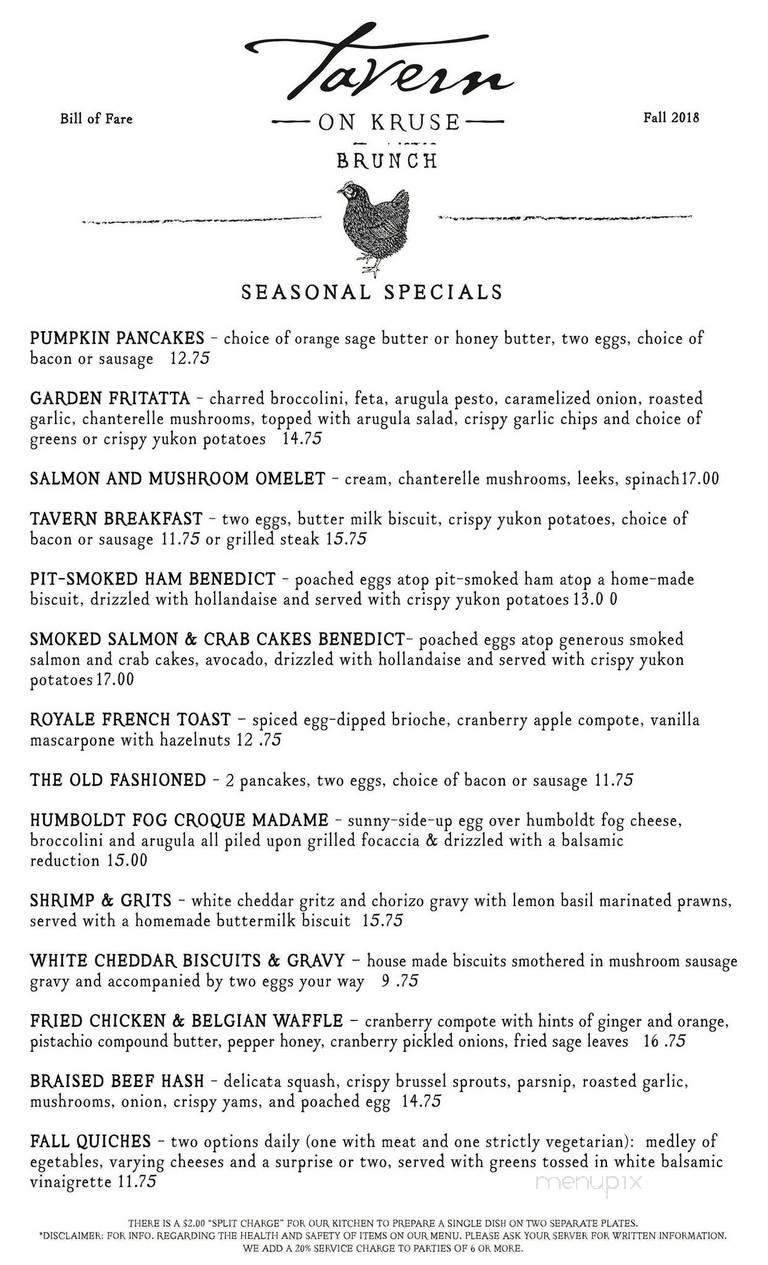 Tavern on Kruse - Lake Oswego, OR menu_pic