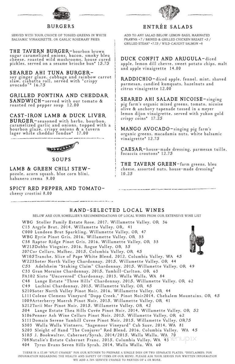 Tavern on Kruse - Lake Oswego, OR menu_pic