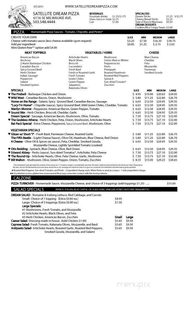 Satellite Dream Pizza - Portland, OR menu_pic