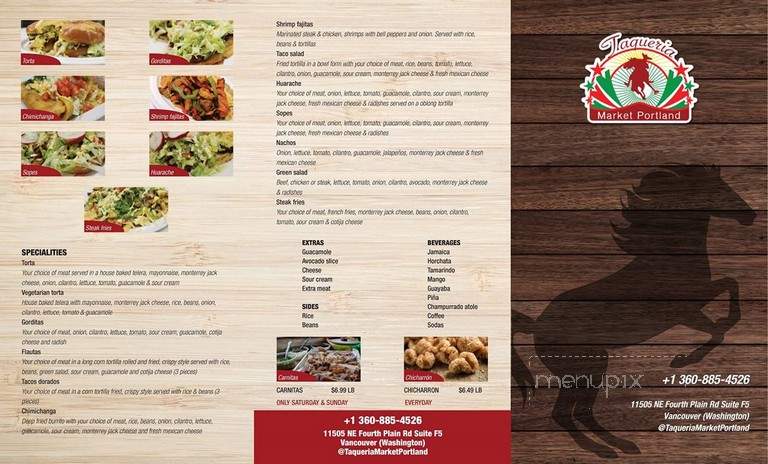Portland Mexican Taqueria - Vancouver, WA menu_pic