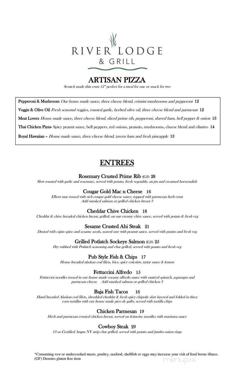 River Lodge & Grill - Boardman, OR menu_pic