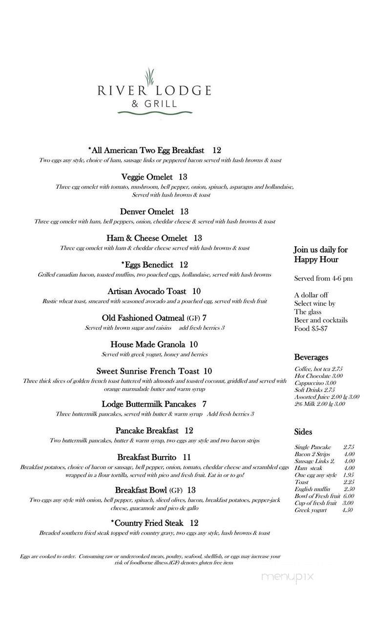 River Lodge & Grill - Boardman, OR menu_pic