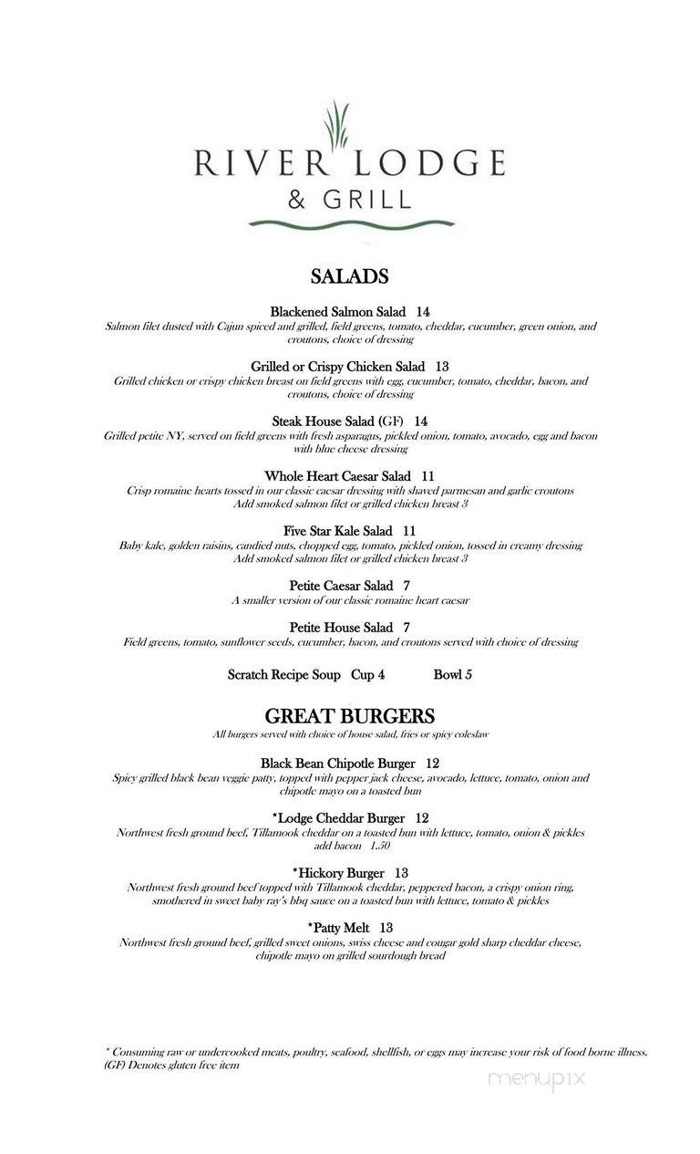 River Lodge & Grill - Boardman, OR menu_pic