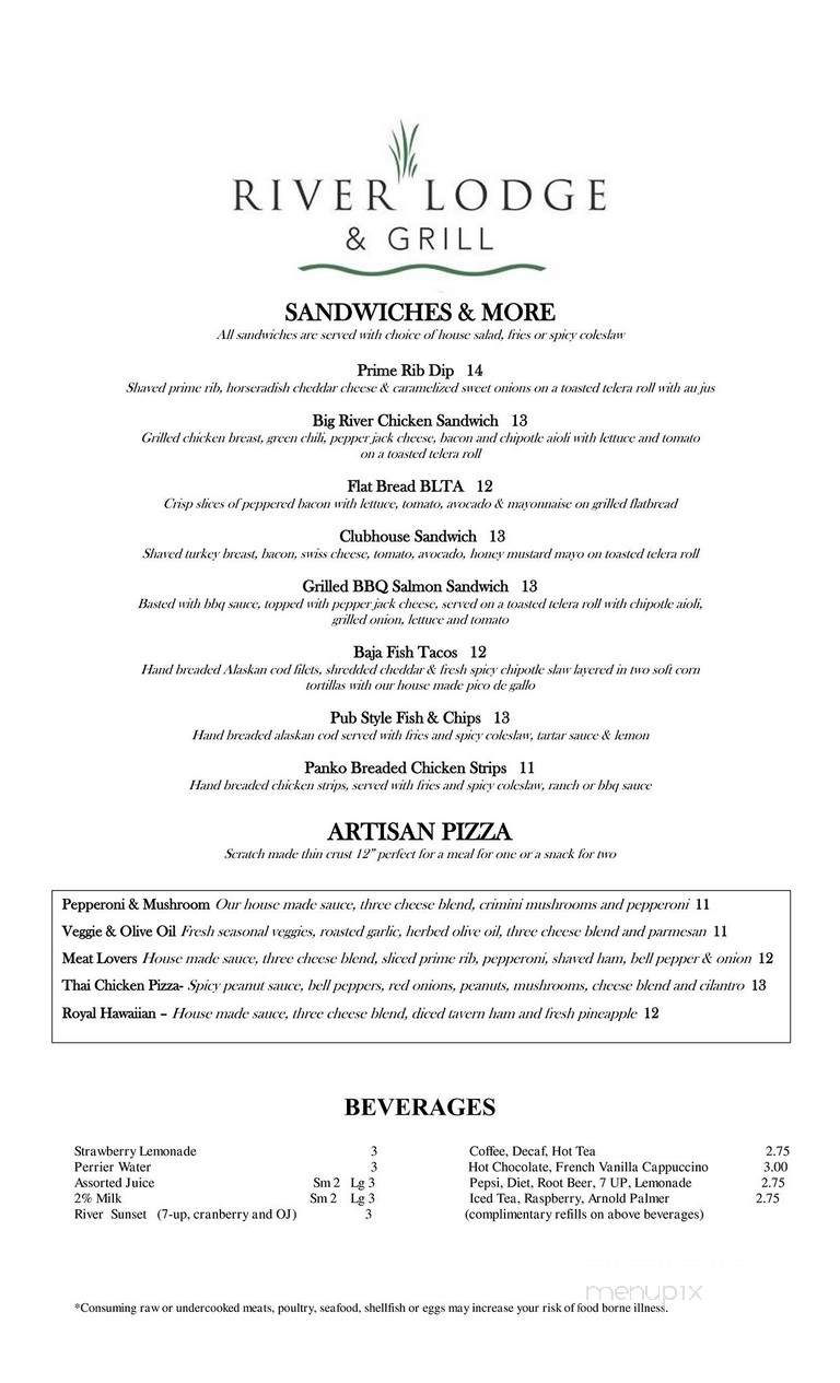 River Lodge & Grill - Boardman, OR menu_pic