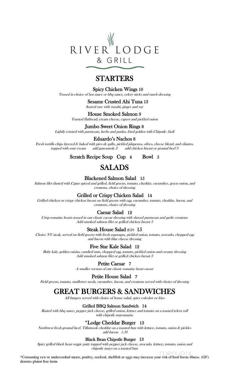 River Lodge & Grill - Boardman, OR menu_pic