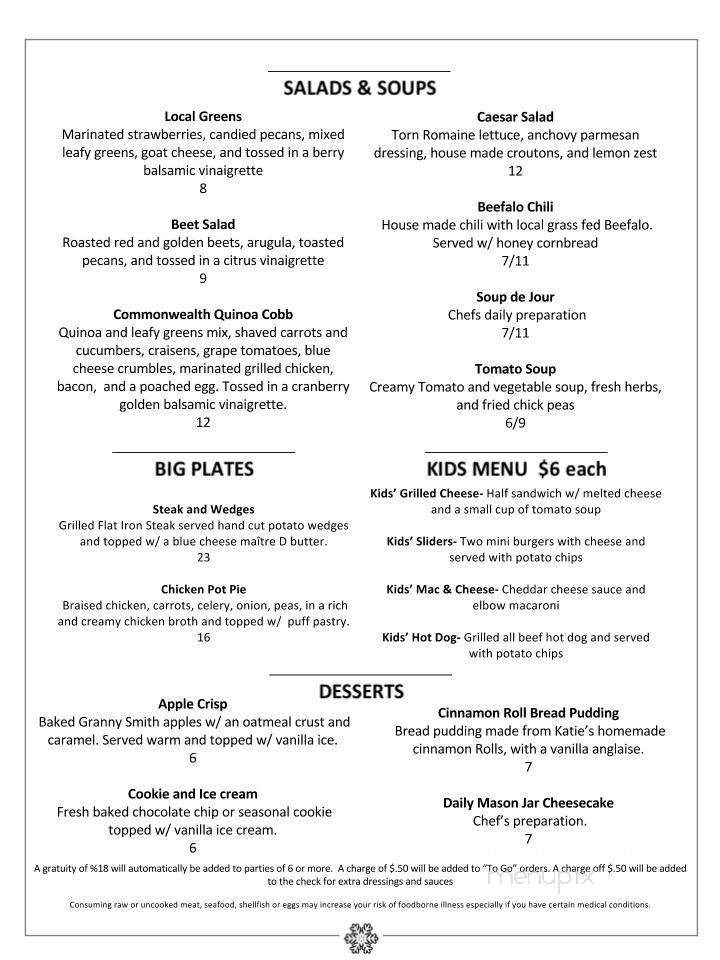 The Commonwealth - Snoqualmie, WA menu_pic