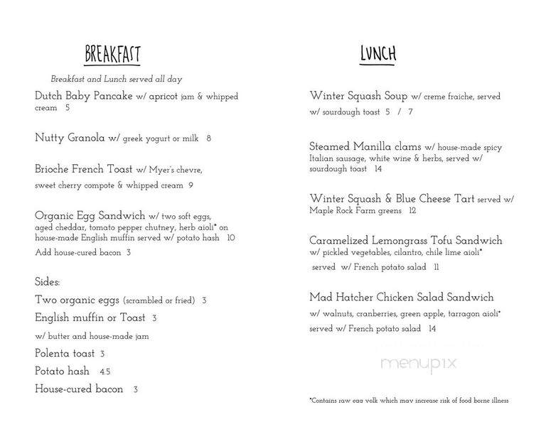 Catkin Cafe - Olga, WA menu_pic