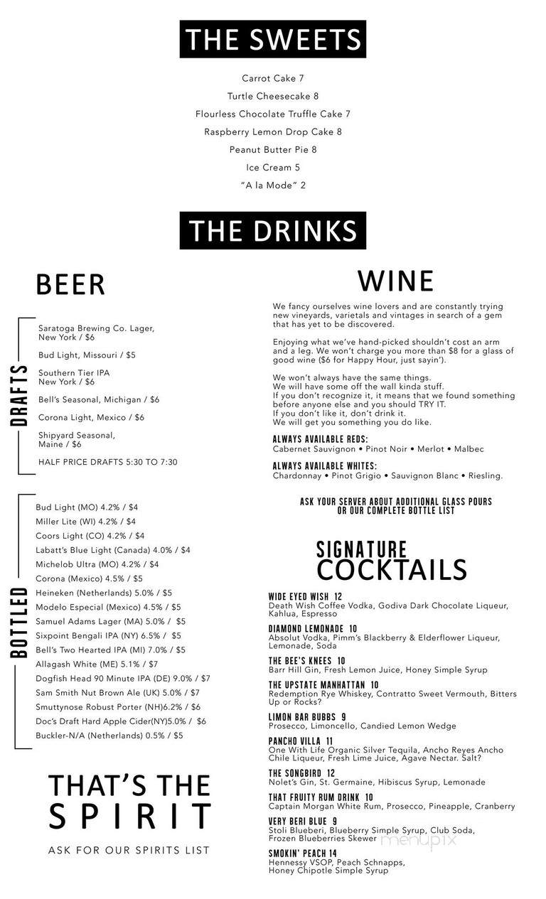 Diamond Club Grill - Saratoga Springs, NY menu_pic