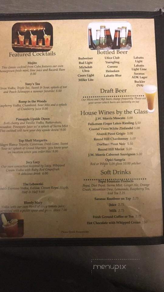 Tony Harper's Pizza and Clam Shack - Old Forge, NY menu_pic