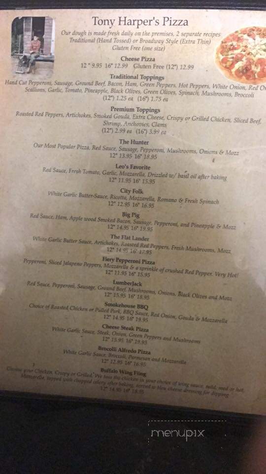Tony Harper's Pizza and Clam Shack - Old Forge, NY menu_pic