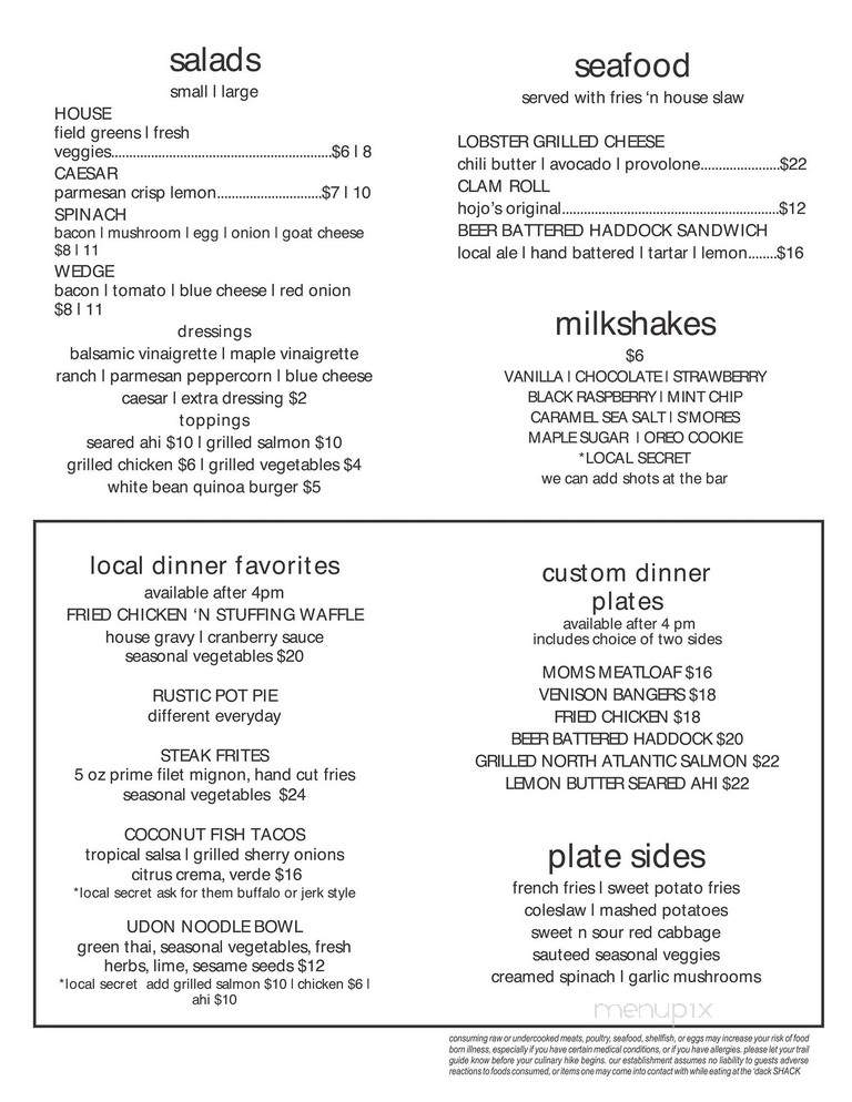 'Dack Shack - Lake Placid, NY menu_pic