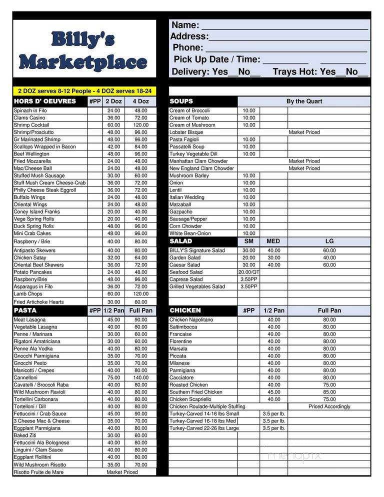 Billy's Old Fashioned Ice Cream & Marketplace - Bethany, CT menu_pic