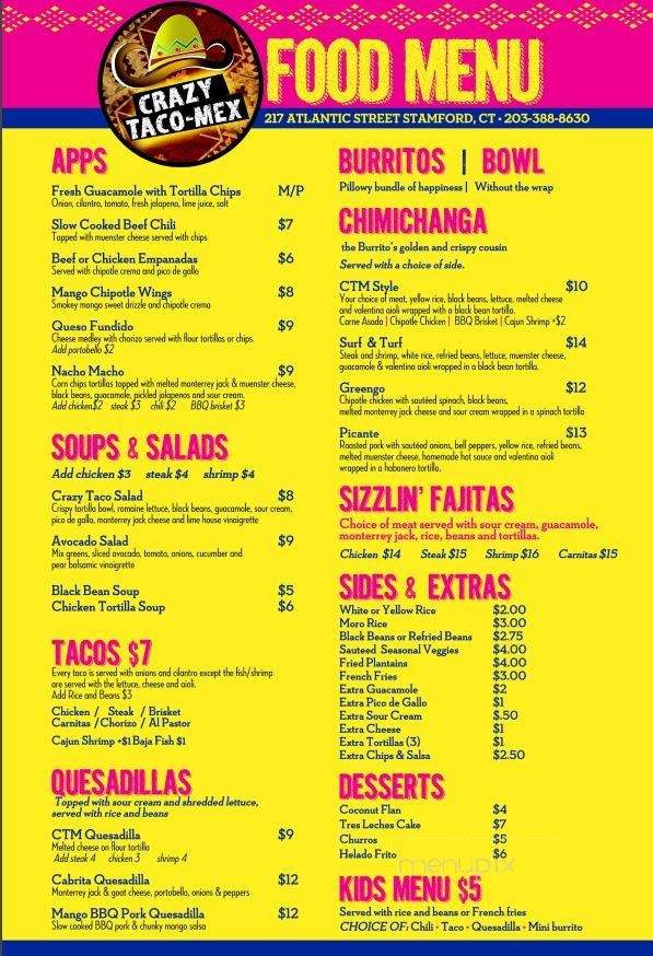 Crazy Taco-Mex - Stamford, CT menu_pic