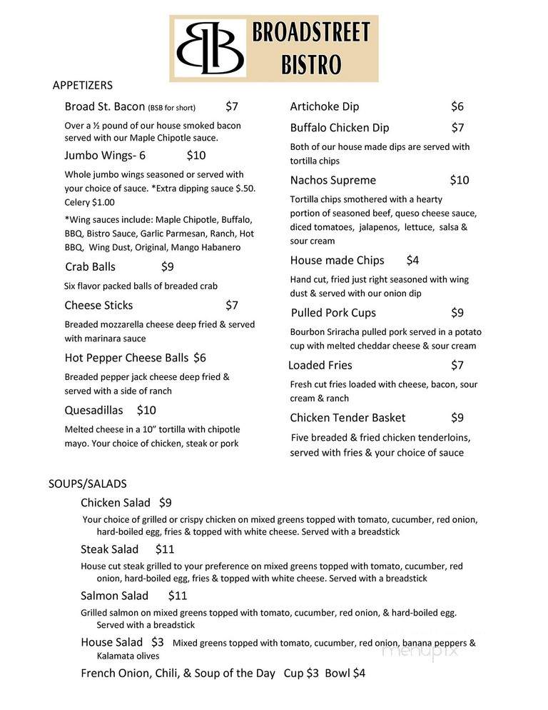 Broad Street Bistro - North Versailles, PA menu_pic
