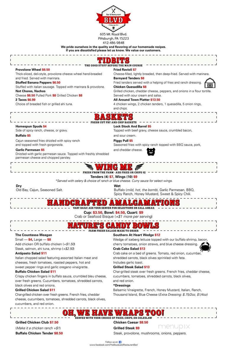 The Boulevard Restaurant & Bar - Pittsburgh, PA menu_pic