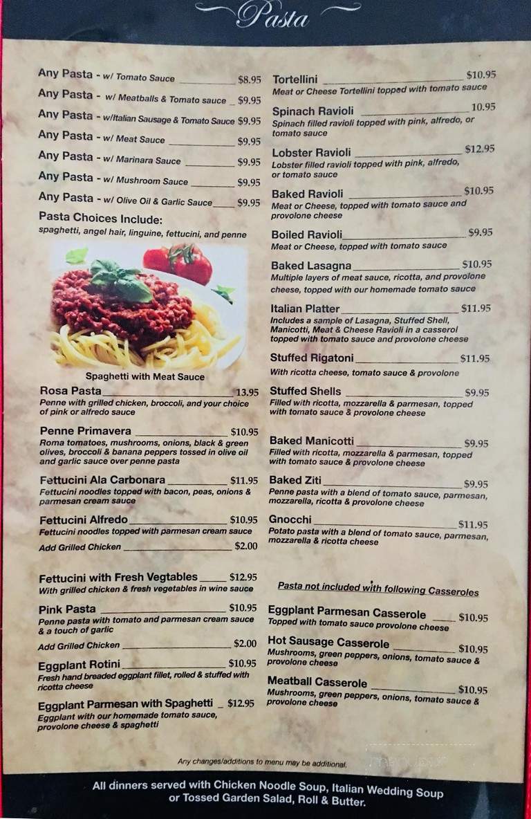 Villa Rosa - Kittanning, PA menu_pic