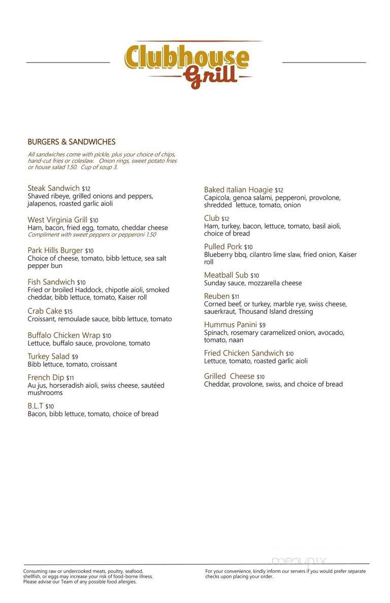 Tavern 27 - Altoona, PA menu_pic