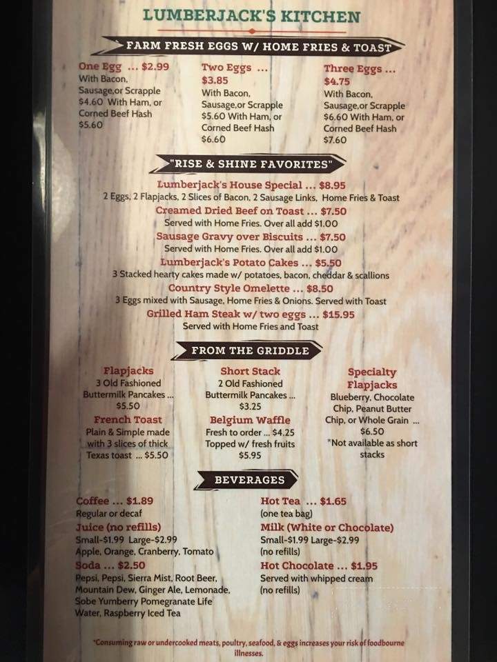 Lumberjack's Kitchen - Duncannon, PA menu_pic