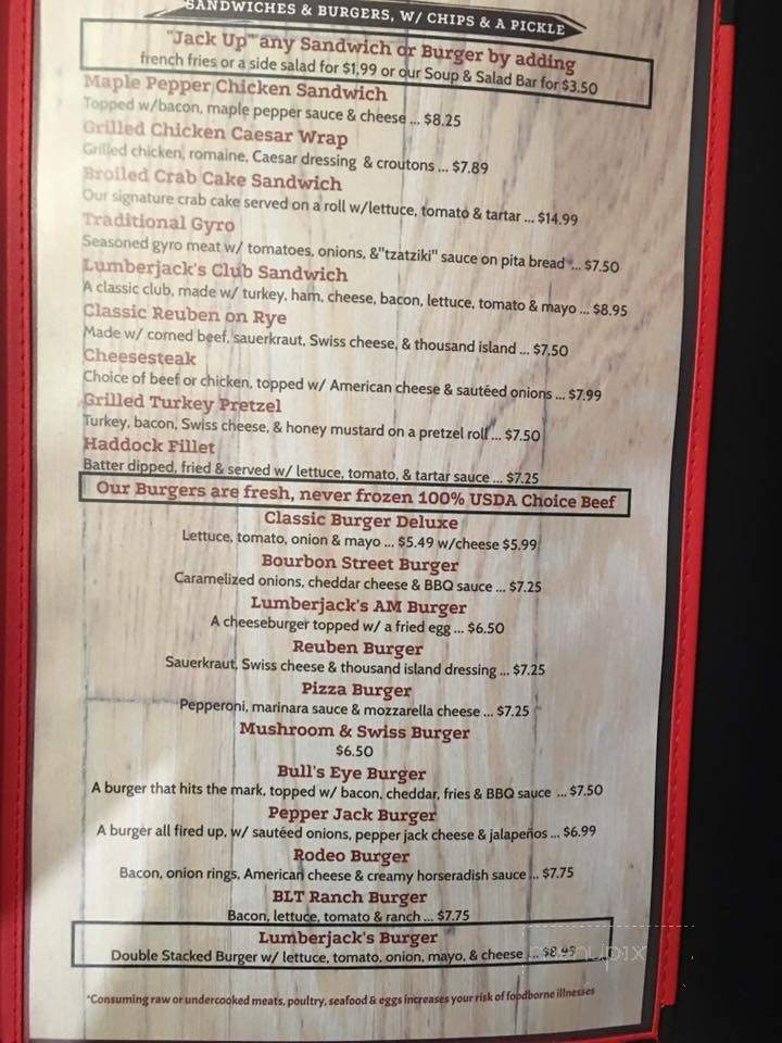 Lumberjack's Kitchen - Duncannon, PA menu_pic
