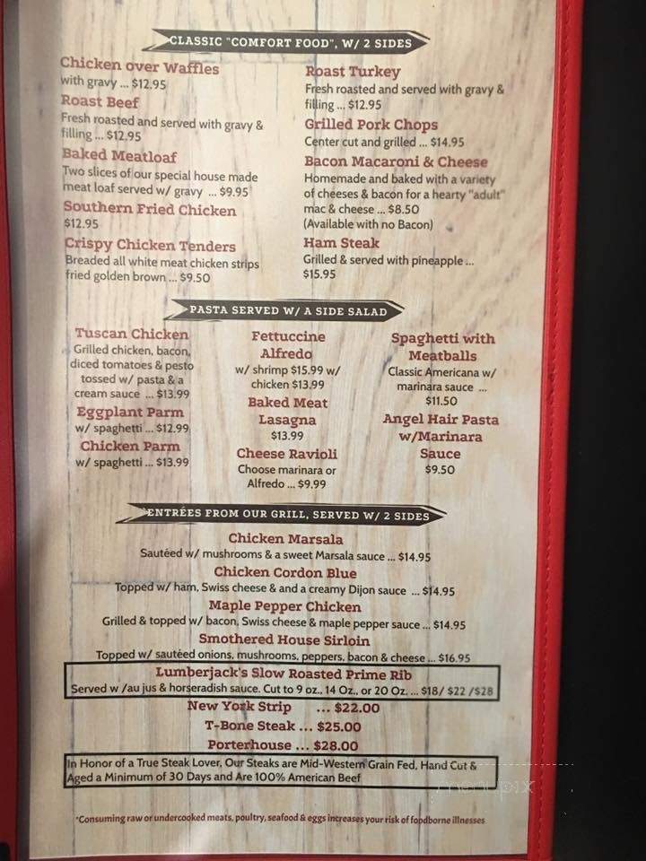 Lumberjack's Kitchen - Duncannon, PA menu_pic