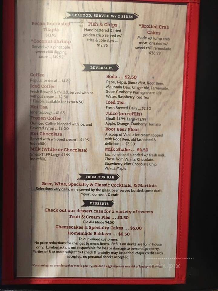 Lumberjack's Kitchen - Duncannon, PA menu_pic