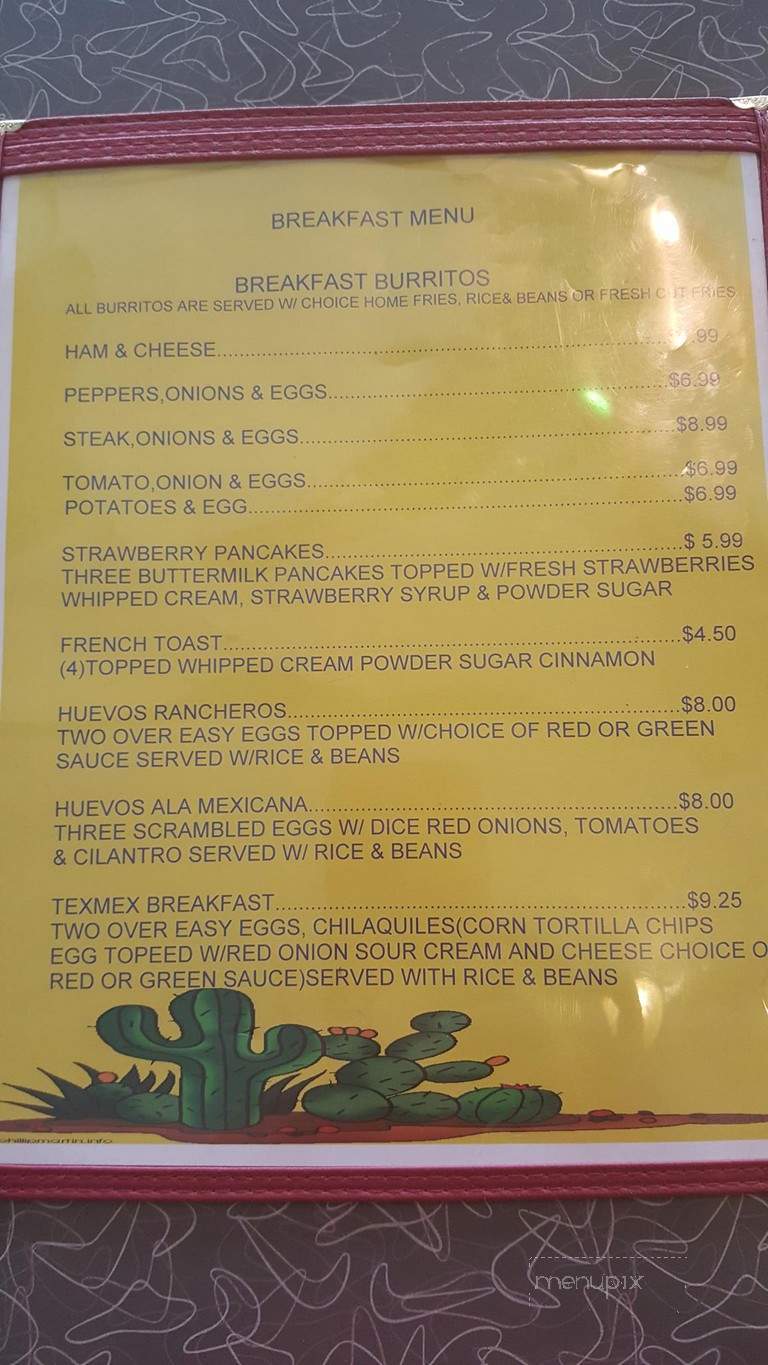 The Tex-Mex Diner - Pottsville, PA menu_pic