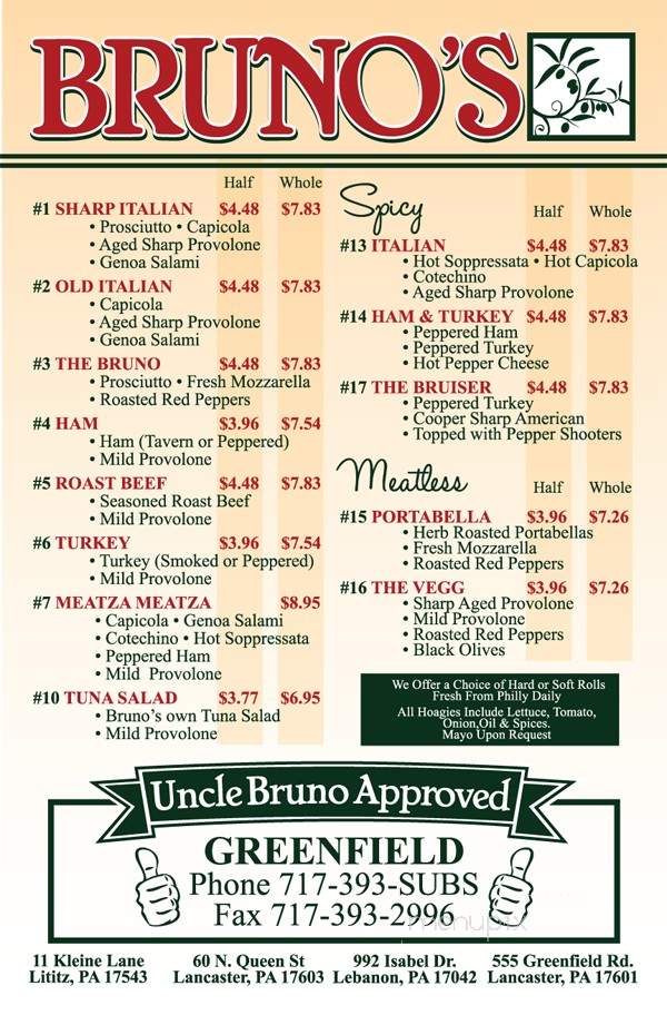 Bruno's Old Style Hoagies - Lancaster, PA