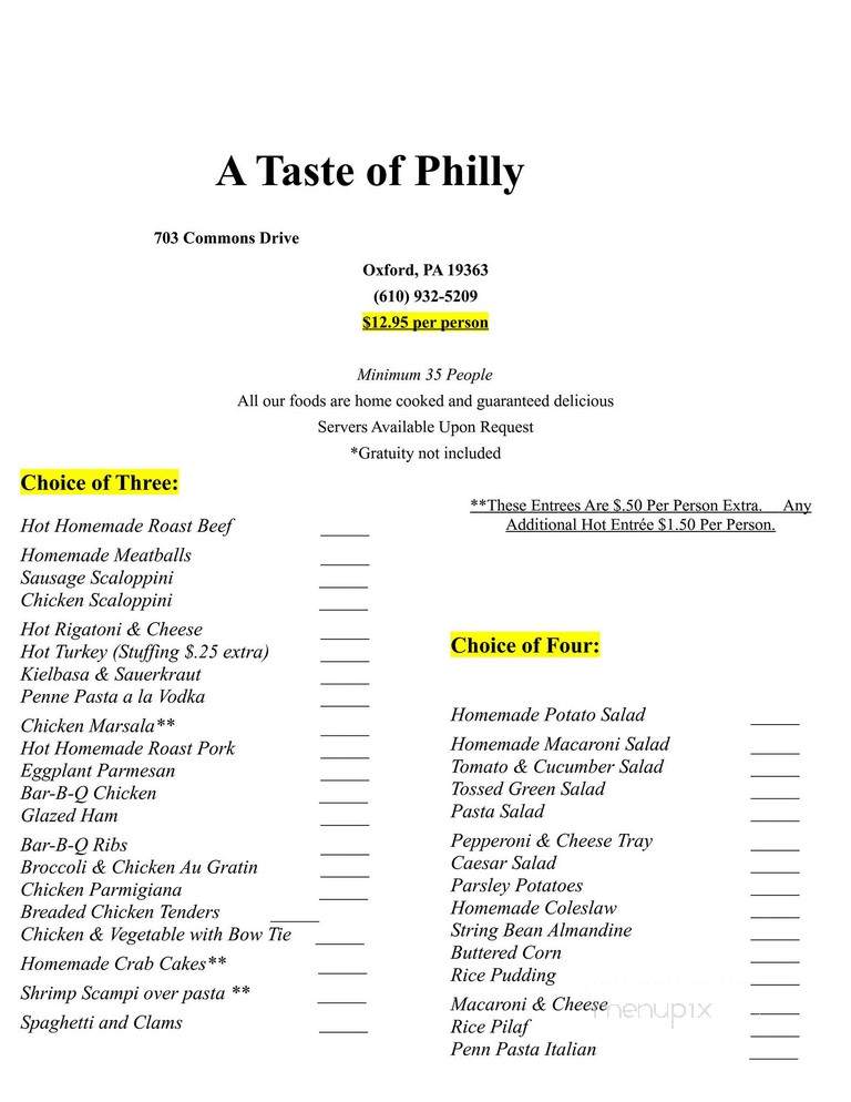 A Taste of Philly - Oxford, PA menu_pic