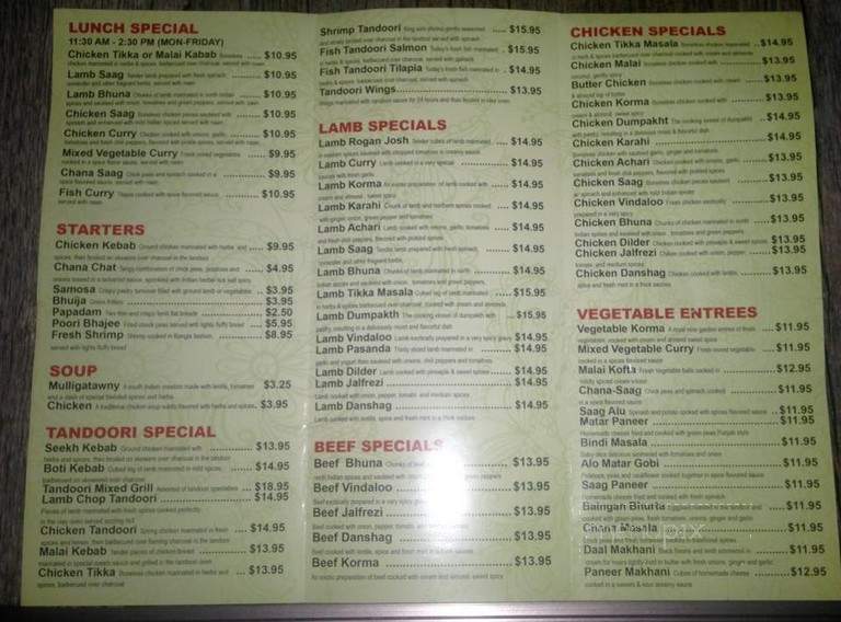 Indian Cuisine - Philadelphia, PA menu_pic