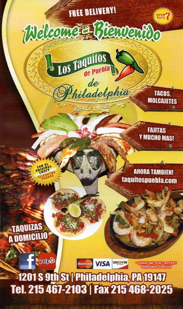 Taquitos de Puebla III - Philadelphia, PA menu_pic